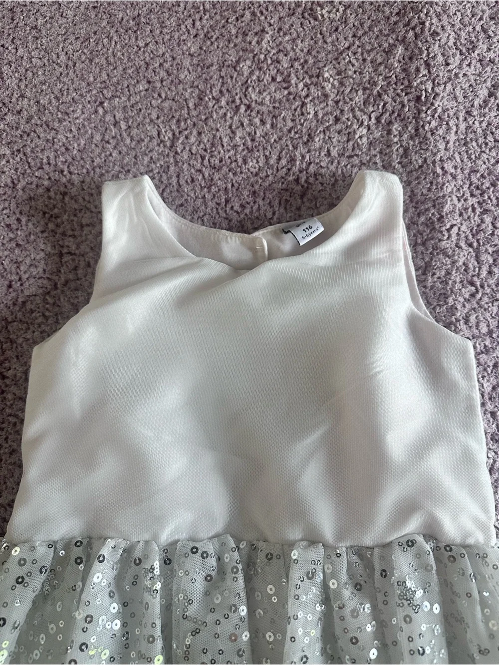 Girls White Sequin Tulle Party Dress